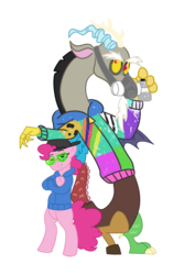 Size: 6000x9000 | Tagged: safe, artist:kiwiscribbles, discord, pinkie pie, g4, absurd resolution, backwards ballcap, baseball cap, cap, crossed arms, hat, mask, rapper pie, simple background, transparent background