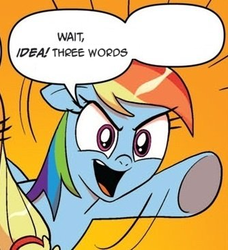 Size: 334x366 | Tagged: safe, edit, idw, applejack, rainbow dash, g4, comic, meme, meme template, template, three words meme