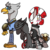 Size: 530x530 | Tagged: safe, artist:okbutwhyeventho, oc, oc:jade beak, oc:octavian, griffon, zebra, fallout equestria, fallout equestria: dissonance, armor, blushing, clothes, drunk, friendship, jumpsuit, power hoof, red stripes, rpg, simple background, stealth suit, transparent background, vault suit, zebra oc