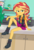 Size: 437x641 | Tagged: safe, alternate version, artist:charliexe-edits, edit, sunset shimmer, equestria girls, equestria girls series, forgotten friendship, g4, annoyed, boots, clothes, dutch angle, female, high heel boots, leather, leather vest, legs, looking at you, schrödinger's pantsu, shoes, skirt, solo, sunset shimmer is not amused, unamused