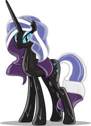 Size: 925x1279 | Tagged: safe, artist:cyberapple456, nightmare rarity, pony, unicorn, g4, art trade, female, latex, living latex, mare, rubber, shiny, simple background, slit pupils, solo, symbiote, transparent background, vector