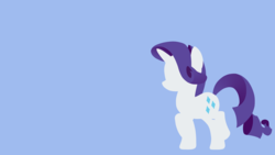 Size: 3840x2160 | Tagged: safe, artist:toastybrownpotatoes, rarity, pony, unicorn, g4, 4k, blue background, cutie mark, female, high res, hooves, horn, lineless, mare, minimalist, simple background, solo, vector, wallpaper