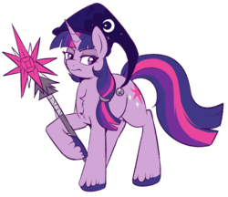 Size: 900x779 | Tagged: safe, artist:lulubell, twilight sparkle, pony, unicorn, g4, dungeons and dragons, female, hat, mare, simple background, solo, staff, transparent background, unicorn twilight, wizard hat