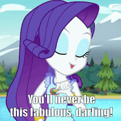 Size: 600x600 | Tagged: safe, edit, edited screencap, screencap, rarity, equestria girls, g4, my little pony equestria girls: legend of everfree, animated, beautiful, camp everfree outfits, cropped, cute, darling, fabulous, female, forest, gif, image macro, lidded eyes, meme, mountain, river, solo