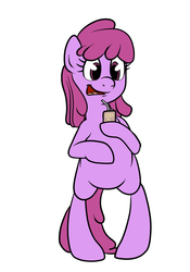 Size: 700x1000 | Tagged: safe, artist:bennimarru, berry punch, berryshine, earth pony, pony, g4, 10 minute art challenge, bipedal, can, coffee, female, mare, simple background, smiling, solo, white background