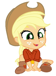 Size: 320x436 | Tagged: safe, artist:wesleyabram, applejack, equestria girls, g4, baby, babyjack, diaper, female, simple background, solo, younger