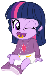 Size: 424x670 | Tagged: safe, artist:wesleyabram, sci-twi, twilight sparkle, equestria girls, g4, baby, babylight sparkle, cute, diaper, female, pacifier, simple background, solo, younger