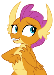 Size: 2497x3497 | Tagged: safe, artist:sketchmcreations, smolder, dragon, g4, molt down, dragoness, female, grin, high res, simple background, smiling, solo, transparent background, vector
