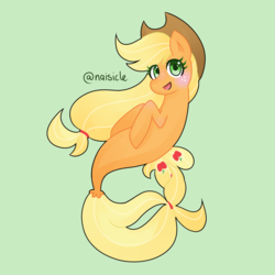 Size: 1024x1024 | Tagged: safe, artist:ofruittango, applejack, seapony (g4), g4, applejack's hat, cowboy hat, female, hat, mare, seaponified, seapony applejack, solo, species swap