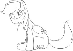 Size: 889x619 | Tagged: safe, artist:mcsadat, rainbow dash, pony, g4, female, looking at something, monochrome, open mouth, sitting, solo