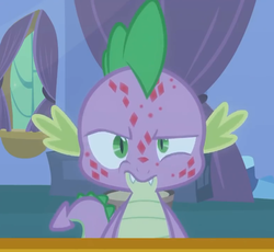Size: 782x720 | Tagged: safe, screencap, spike, dragon, g4, molt down, acne, adorable face, cropped, cute, frustrated, male, mirror, solo, stone scales