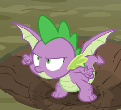 Size: 658x601 | Tagged: safe, screencap, spike, dragon, g4, molt down, crater, cropped, male, solo, winged spike, wings