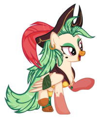 Size: 1472x1844 | Tagged: safe, artist:yulianapie26, captain celaeno, pegasus, pony, g4, my little pony: the movie, amputee, bandage, base used, clothes, female, hat, mare, ponified, prosthetic limb, prosthetics, simple background, solo, species swap, transparent background, vest