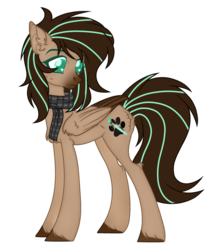 Size: 1024x1152 | Tagged: safe, artist:xfantasycreaturex, oc, oc only, oc:mint, pegasus, pony, clothes, female, mare, scarf, simple background, solo, transparent background, two toned wings