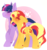 Size: 2546x2680 | Tagged: safe, artist:adostume, sunset shimmer, twilight sparkle, alicorn, pony, unicorn, g4, blushing, duo, female, high res, lesbian, mare, ship:sunsetsparkle, shipping, smiling, twilight sparkle (alicorn)