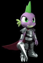 Size: 1513x2185 | Tagged: safe, artist:argos90, spike, dragon, g4, 3d, armor, baby, baby dragon, cute, dragon knight, epic spike, fangs, green eyes, guardians of harmony, handsome, knight, lance, male, solo, spear, spikabetes, toy, weapon