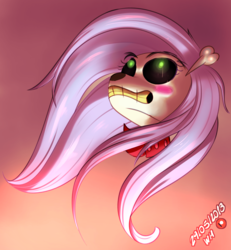 Size: 4481x4853 | Tagged: safe, artist:wolfmask, skellinore, g4, the break up breakdown, abstract background, absurd resolution, blushing, bone, bust, patreon, patreon logo, portrait, skeleton, solo