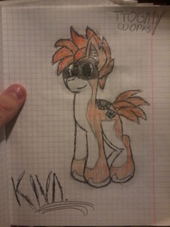 Size: 1200x1600 | Tagged: safe, artist:terminalhash, oc, oc only, oc:kiva, pony, robot, robot pony, graph paper, lined paper, photo, sketch, solo, traditional art
