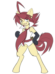 Size: 3024x4032 | Tagged: safe, artist:steelsoul, earth pony, pony, adell, ahoge, bipedal, clothes, disgaea, disgaea 2, fangs, gloves, male, necktie, ponified, raised hoof, simple background, solo, transparent background