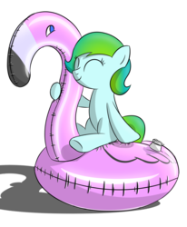 Size: 1400x1700 | Tagged: safe, artist:bladedragoon7575, oc, oc only, oc:delphina depths, flamingo, pony, female, inflatable, inflatable flamingo, simple background, smiling, transparent background