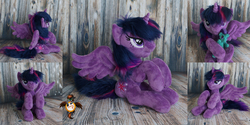 Size: 2000x1000 | Tagged: safe, artist:essorille, twilight sparkle, oc, oc:palaver, alicorn, pony, g4, beanie (plushie), irl, lidded eyes, photo, plushie, twilight sparkle (alicorn)