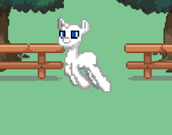 Size: 425x333 | Tagged: safe, artist:torpy-ponius, pony, pony town, animated, falling, family guy, female, fence, gif, jumping, leaping, male, meme, solo, tripping