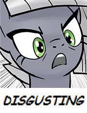 Size: 179x234 | Tagged: safe, artist:pencils, limestone pie, earth pony, pony, comic:anon's pie adventure, g4, disgusted, female, reaction image, solo