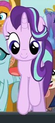 Size: 208x463 | Tagged: safe, screencap, ocellus, smolder, starlight glimmer, yona, changedling, changeling, dragon, pony, unicorn, yak, g4, school daze, cropped, cute, female, front view, glimmerbetes, looking down, mare, smiling, solo focus