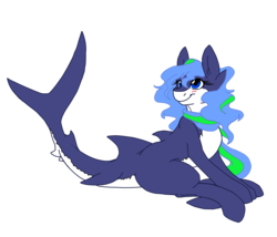 Size: 2000x1714 | Tagged: safe, artist:pinktabico, oc, oc only, oc:star gazer, original species, shark pony, blushing, clothes, scarf, simple background, solo, transparent background