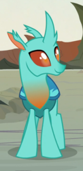 Size: 353x725 | Tagged: safe, screencap, cornicle, changedling, changeling, g4, to change a changeling, background changeling, cropped, smiling, solo