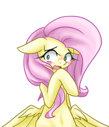 Size: 320x370 | Tagged: safe, artist:azurepicker, fluttershy, pegasus, pony, blushing, female, mare, open mouth, simple background, solo, transparent background