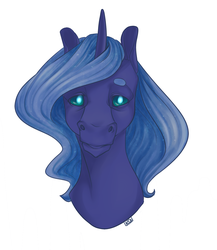 Size: 1300x1500 | Tagged: safe, artist:ask-ravenclaw, princess luna, horse, pony, g4, bust, female, glowing eyes, mare, simple background, solo, white background