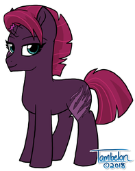 Size: 811x1031 | Tagged: safe, artist:tambelon, tempest shadow, pony, unicorn, g4, my little pony: the movie, alternate hairstyle, broken horn, eye scar, female, horn, mare, scar, simple background, smiling, solo