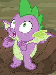 Size: 450x597 | Tagged: safe, screencap, spike, dragon, g4, molt down, cropped, male, shocked, winged spike, wings