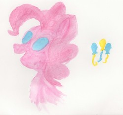 Size: 2473x2304 | Tagged: safe, artist:dustph0enix, pinkie pie, earth pony, pony, g4, cutie mark, female, high res, minimalist, modern art, simple background, solo, traditional art, watercolor painting, white background