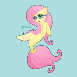 Size: 1024x1024 | Tagged: safe, artist:ofruittango, fluttershy, pegasus, pony, seapony (g4), g4, dorsal fin, female, fin, fin wings, fins, fish tail, flowing mane, flowing tail, mare, seaponified, seapony fluttershy, solo, species swap, tail, wings