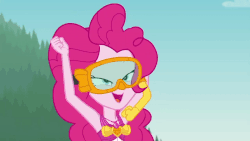 Size: 800x450 | Tagged: safe, screencap, pinkie pie, equestria girls, g4, my little pony equestria girls: better together, unsolved selfie mysteries, animated, armpits, clothes, cute, diapinkes, female, foiled again, gif, snorkel, solo, swimsuit