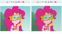 Size: 1211x660 | Tagged: safe, screencap, pinkie pie, derpibooru, equestria girls, g4, my little pony equestria girls: better together, unsolved selfie mysteries, cute, diapinkes, female, foiled again, juxtaposition, meta, snorkel, solo