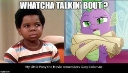 Size: 720x415 | Tagged: safe, edit, edited screencap, screencap, spike, g4, my little pony: the movie, comparison, diff'rent strokes, gary coleman