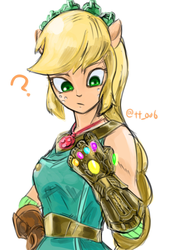 Size: 1377x2039 | Tagged: safe, artist:oberon826, applejack, equestria girls, g4, my little pony equestria girls: legend of everfree, avengers: infinity war, clothes, crystal guardian, female, geode of super strength, infinity gauntlet, infinity war, marvel, ponied up, simple background, solo, white background, xk-class end-of-the-world scenario