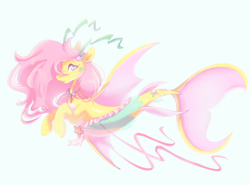 Size: 1200x887 | Tagged: safe, artist:kipaki, fluttershy, merpony, seapony (g4), g4, female, mare, seaponified, seapony fluttershy, simple background, solo, species swap, white background