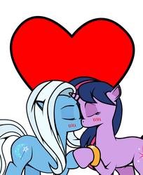 Size: 488x599 | Tagged: safe, artist:dekomaru, edit, trixie, twilight sparkle, pony, unicorn, tumblr:ask twixie, g4, ask, blushing, duo, female, heart, kiss on the lips, kissing, lesbian, mare, ship:twixie, shipping, tumblr