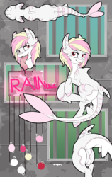Size: 1214x1920 | Tagged: safe, artist:beardie, oc, oc only, oc:rainy skies, original species, shark pony, long tongue, reference sheet, solo, tongue out