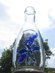 Size: 1823x2431 | Tagged: safe, artist:malte279, princess luna, g4, bottle, craft, glass engraving, glass painting