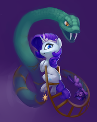 Size: 469x586 | Tagged: safe, artist:lilfunkman, rarity, twilight sparkle, alicorn, pony, snake, unicorn, fanfic:snakes and ladders, g4, climbing, fanfic, fanfic art, fanfic cover, female, ladder, mare, simple background, snakes and ladders, surreal, twilight sparkle (alicorn)