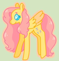 Size: 957x989 | Tagged: safe, artist:swineburst, fluttershy, pegasus, pony, g4, beanbrows, eyebrows, female, folded wings, looking down, mare, outline, solo, standing, three quarter view, wings