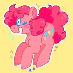 Size: 1280x1280 | Tagged: safe, artist:swineburst, pinkie pie, earth pony, pony, g4, one eye closed, pronking, wink