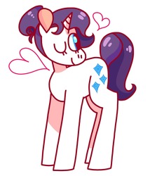 Size: 1143x1337 | Tagged: safe, artist:swineburst, rarity, pony, g4, alternate hairstyle, heart, one eye closed, wink