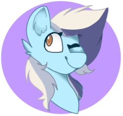 Size: 1108x1050 | Tagged: safe, artist:renatarks, oc, oc only, oc:comet, earth pony, pony, bust, female, mare, one eye closed, portrait, solo, wink