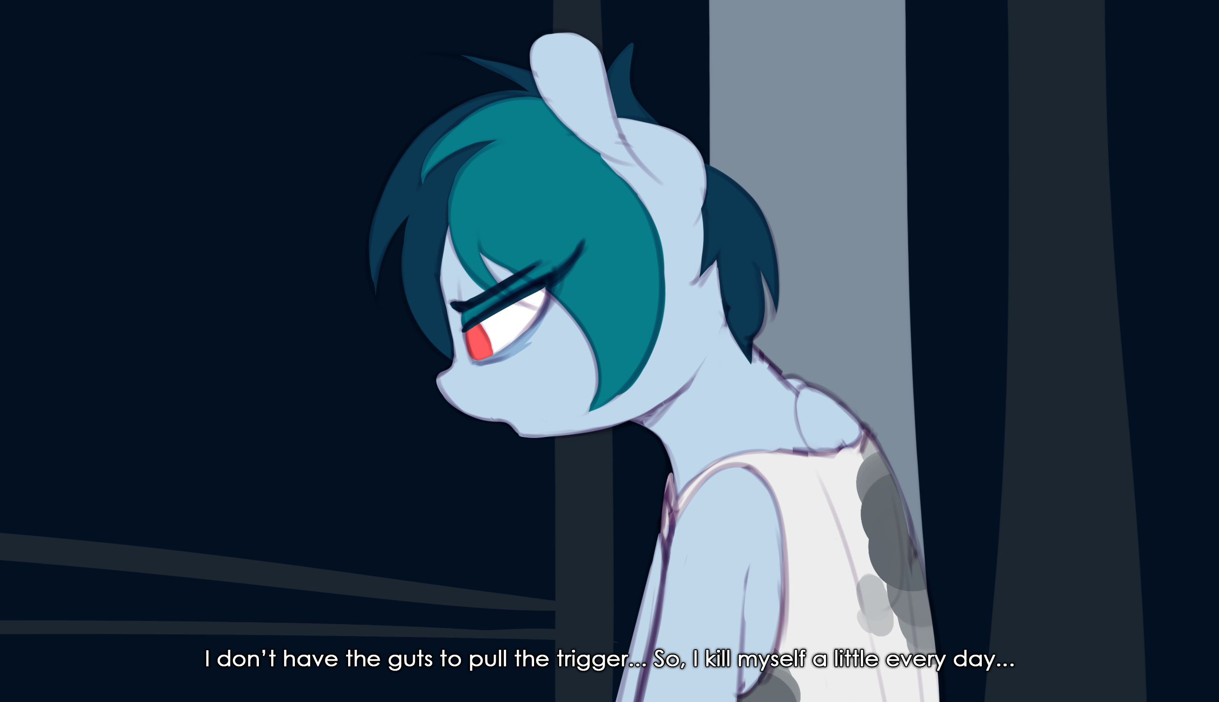 #1746428 - artist:shinodage, clothes, delta vee's junkyard, detroit: become  human, dialogue, female, mare, oc, oc:delta vee, oc only, pegasus, pony,  sad, ...